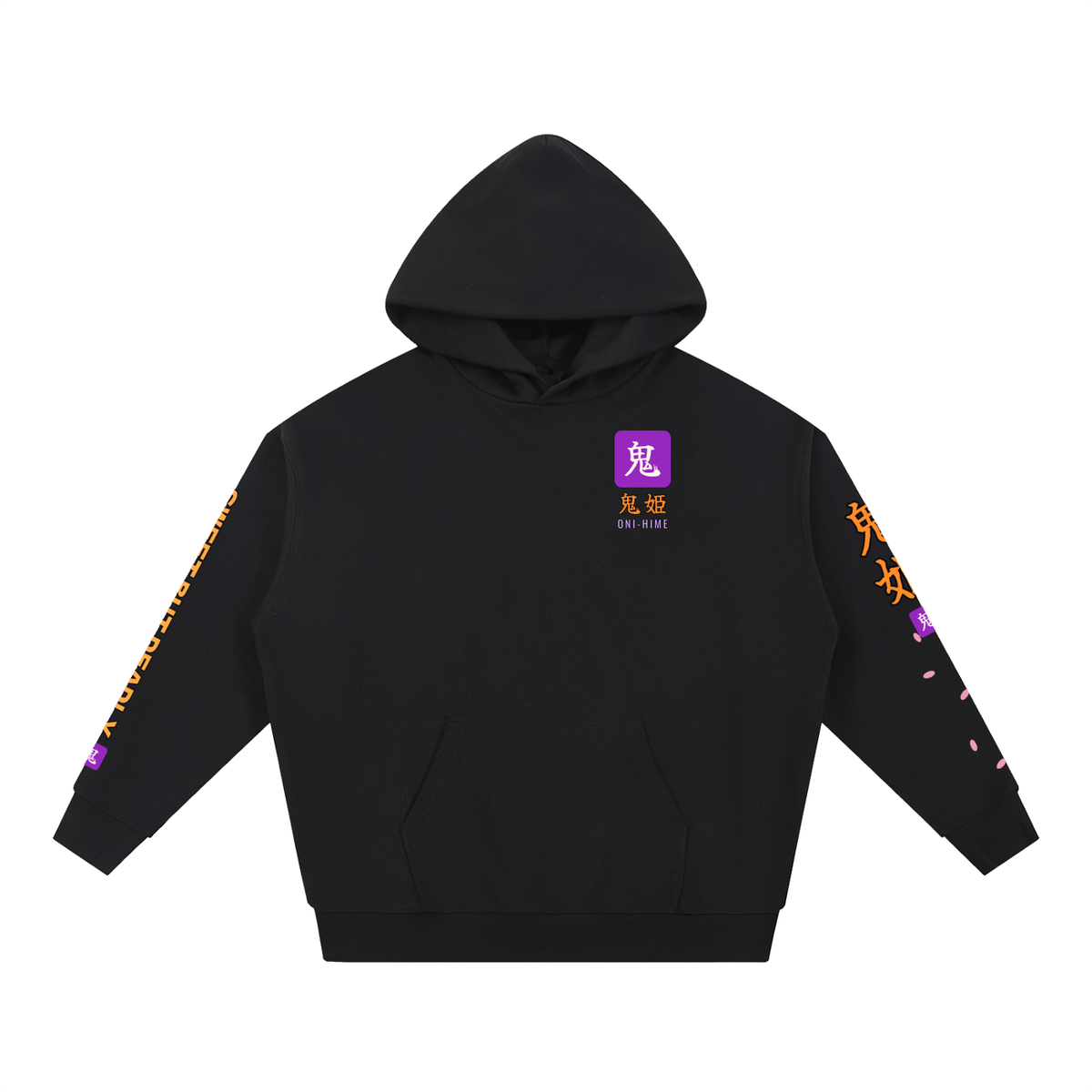 Oni-Hime Hoodie | Demon Princess Female Samurai Japanese Graphic Hoodie, Back & Sleeve Print