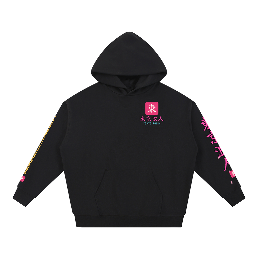 Tokyo Ronin Hoodie | Synthwave Female Samurai Japanese Graphic Hoodie, Back & Sleeve Print