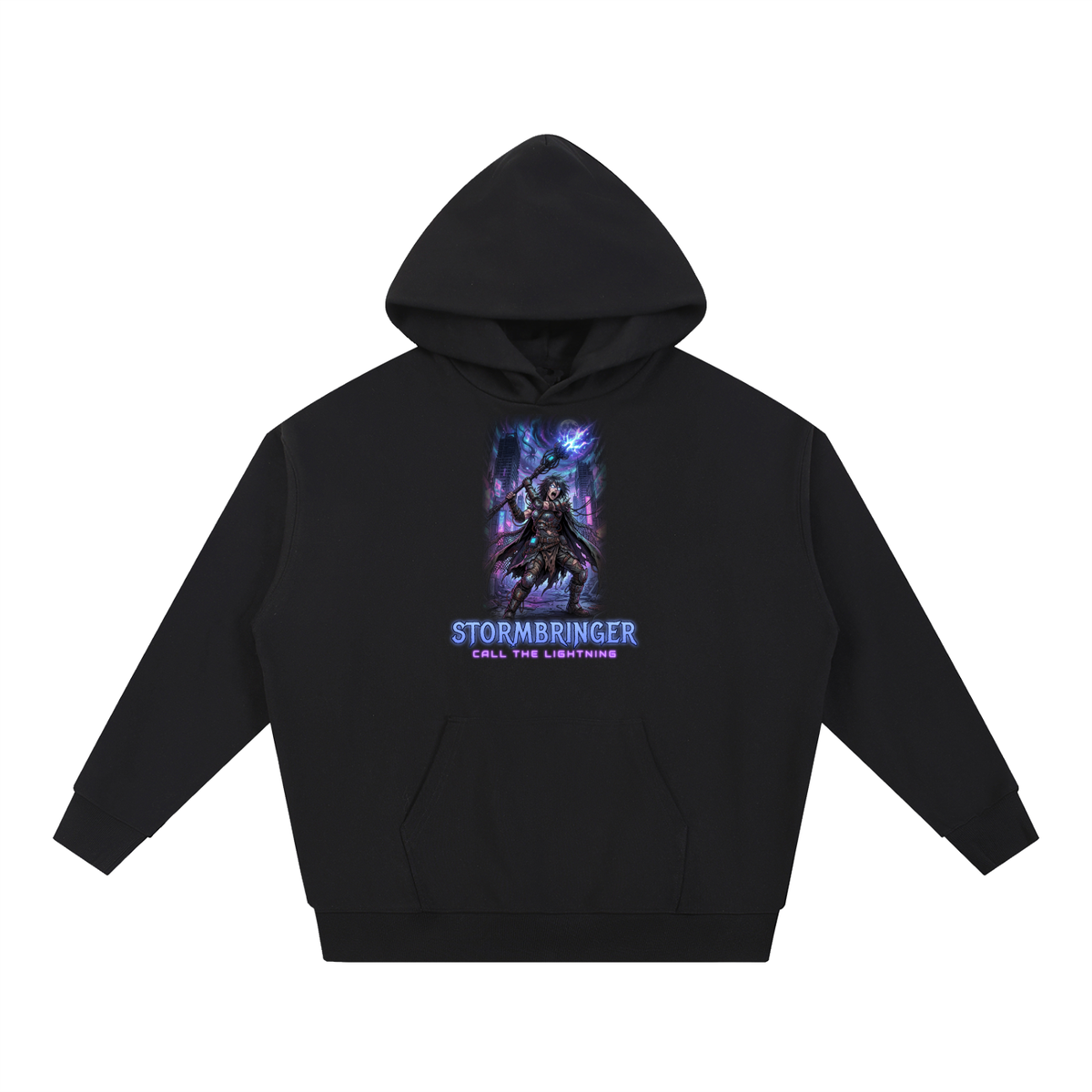 Stormbringer Hoodie | Lightning Mage Dark Fantasy Graphic Hoodie