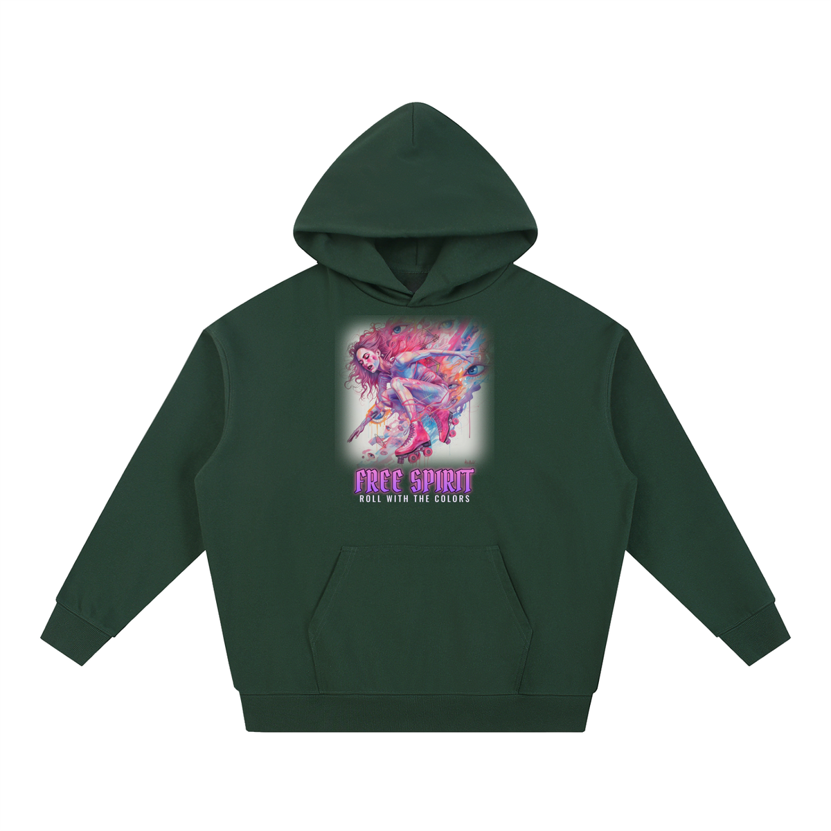 Free Spirit Hoodie | Watercolor Roller Girl Graphic Hoodie