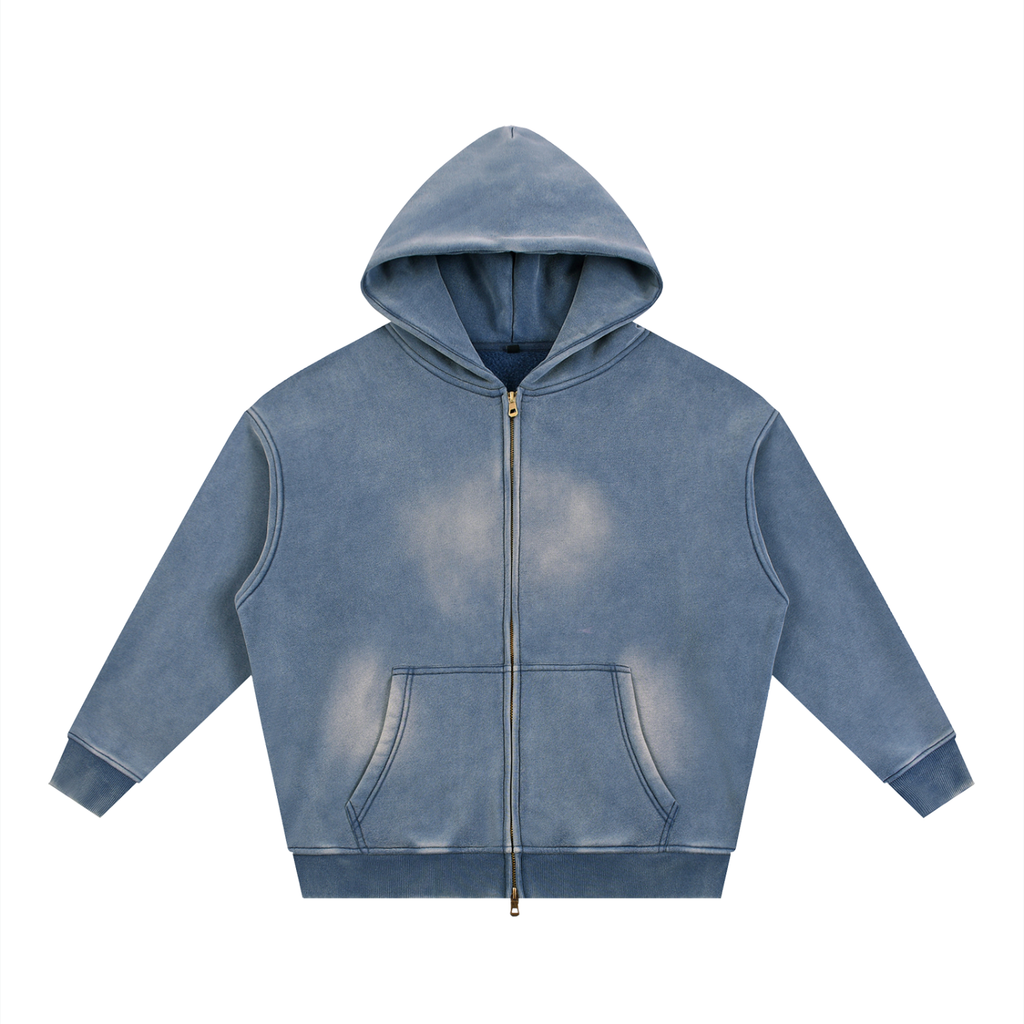 WASTELAND WARRIOR 15 | Dark Sci-Fi Two-Way Zip Boxy Fleece Hoodie