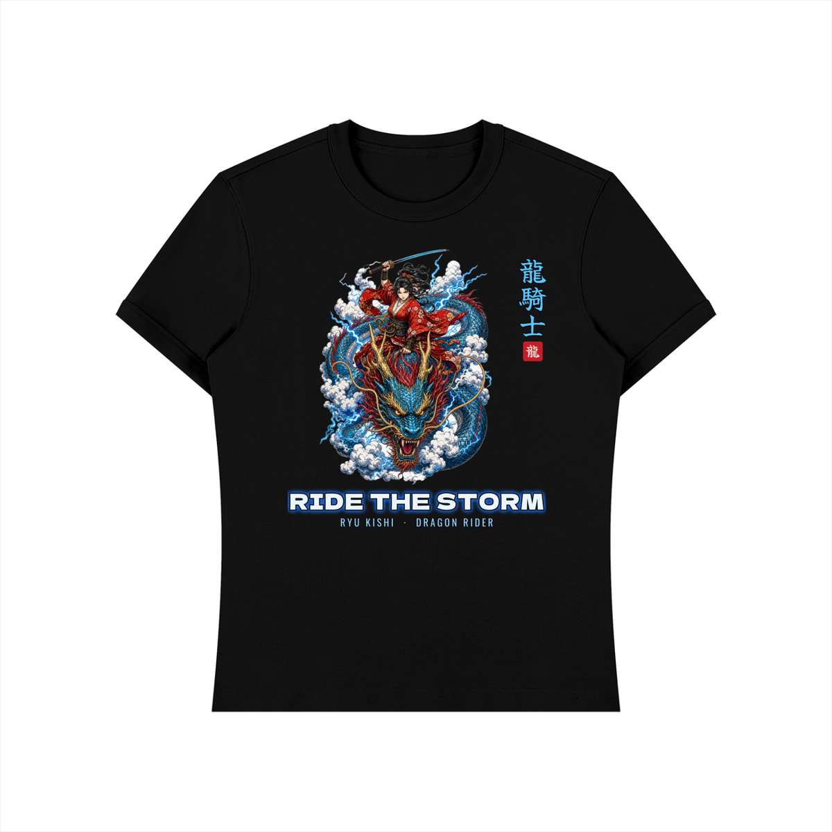 Dragon Rider T-Shirt | Female Samurai Japanese Dragon Graphic Tee