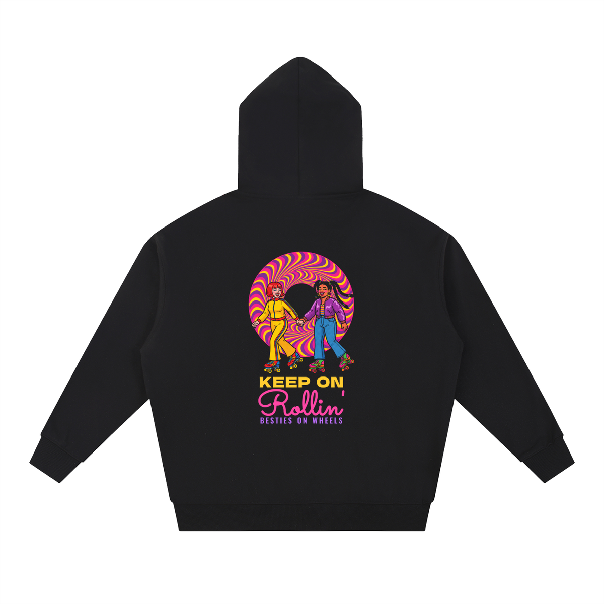 Keep On Rollin Besties Hoodie, Best Friend Roller Skate Sweatshirt, Retro Skating Gift for BFF