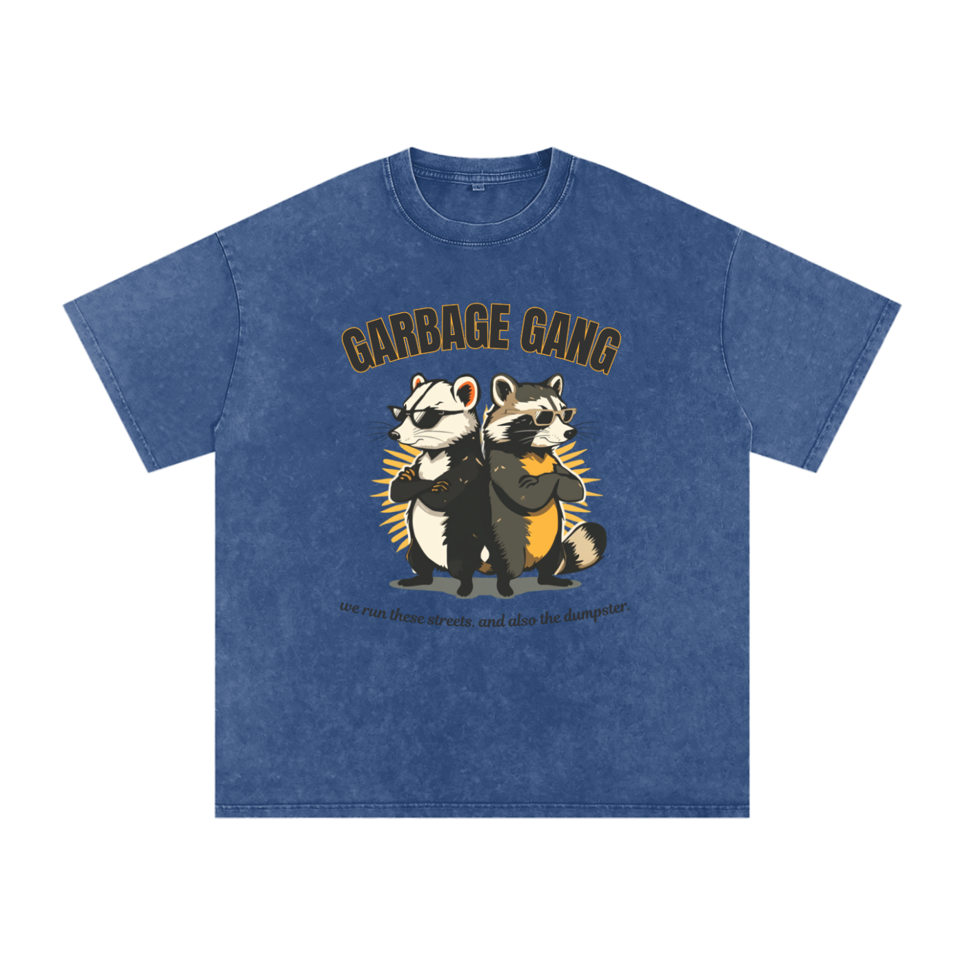 Garbage Gang | Raccoon Snow Washed Streetwear T-Shirt