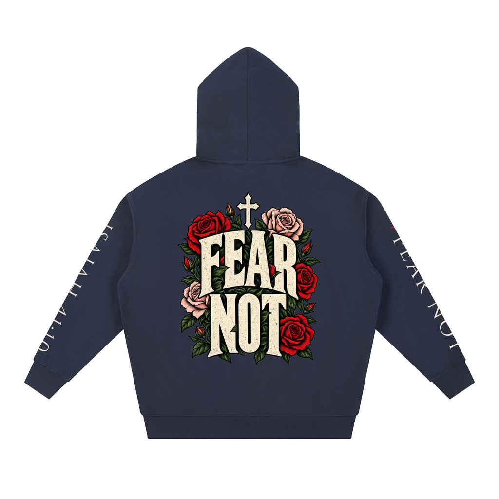 FEAR NOT Isaiah 41:10 Hoodie | Bold Rose Christian Sweatshirt, Vintage Faith Statement Hoodie, Bible Verse Gift