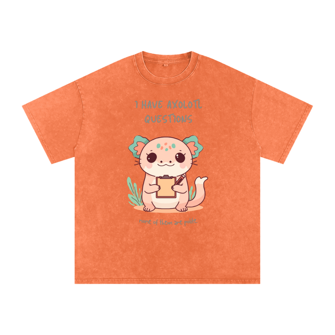 I Have Axolotl Questions | Cute Animal Oversized Washed T-Shirt
