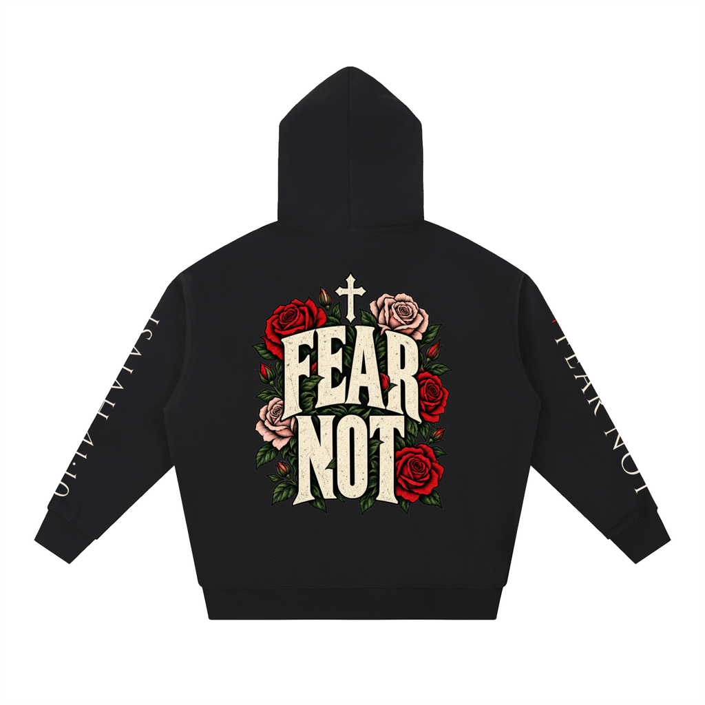 FEAR NOT Isaiah 41:10 Hoodie | Bold Rose Christian Sweatshirt, Vintage Faith Statement Hoodie, Bible Verse Gift