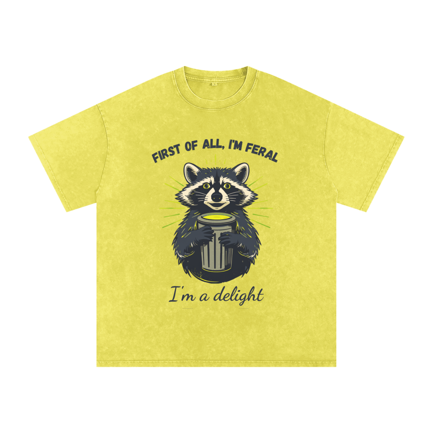 First of All I'm Feral | Raccoon Snow Washed Oversized T-Shirt