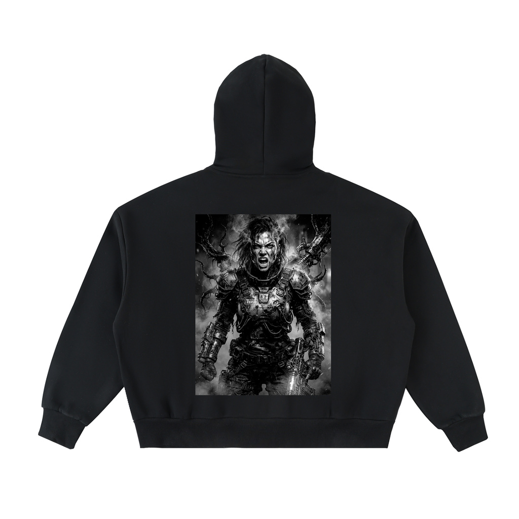 Fleeced Full-Zip Boxy Hoodie