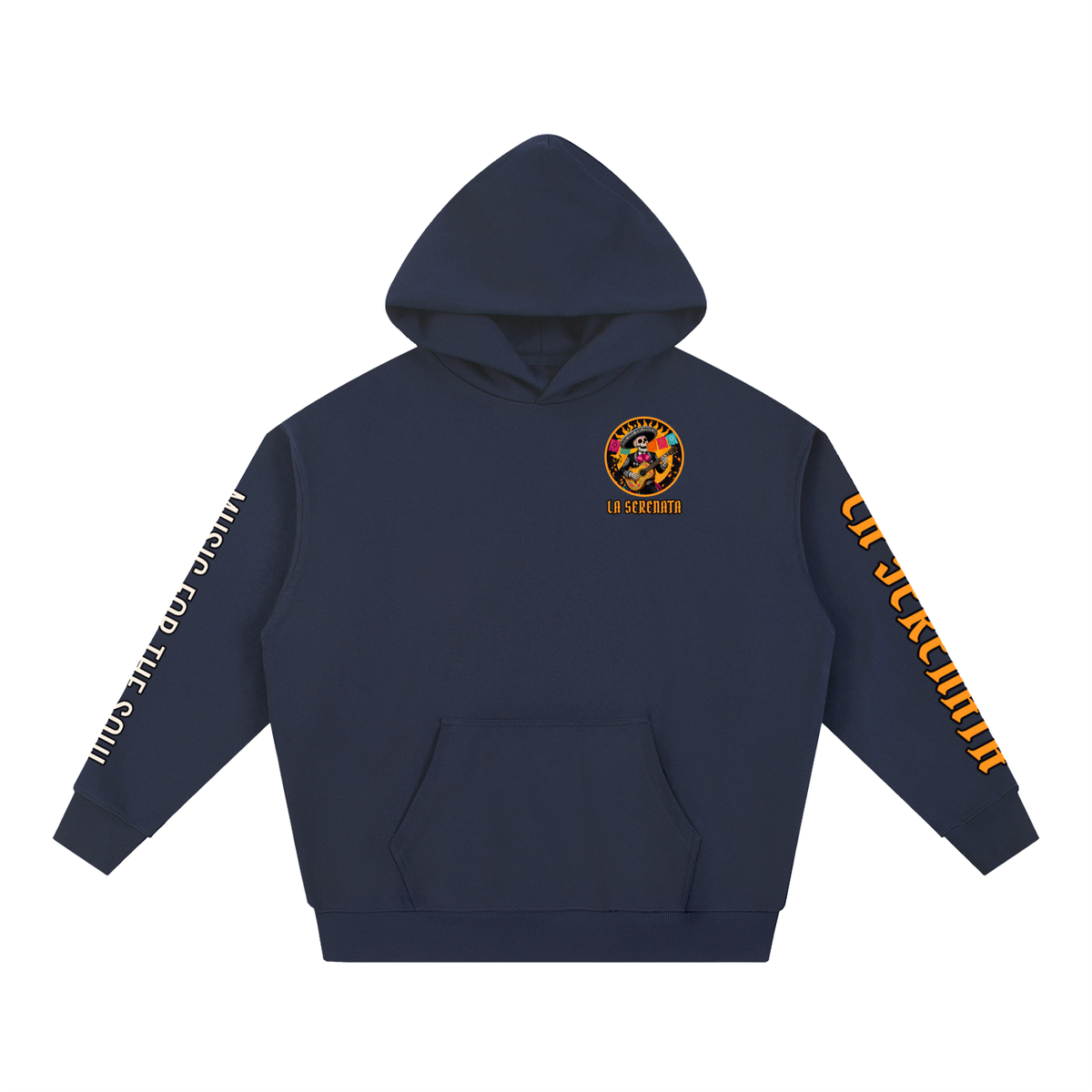 La Serenata Hoodie | Skeleton Mariachi Día de los Muertos Graphic Hoodie, Back & Sleeve Print