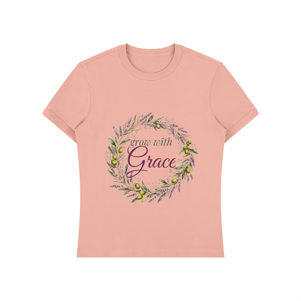Grow With Grace Shirt | Olive Lavender Wreath Watercolor Graphic Tee for Women