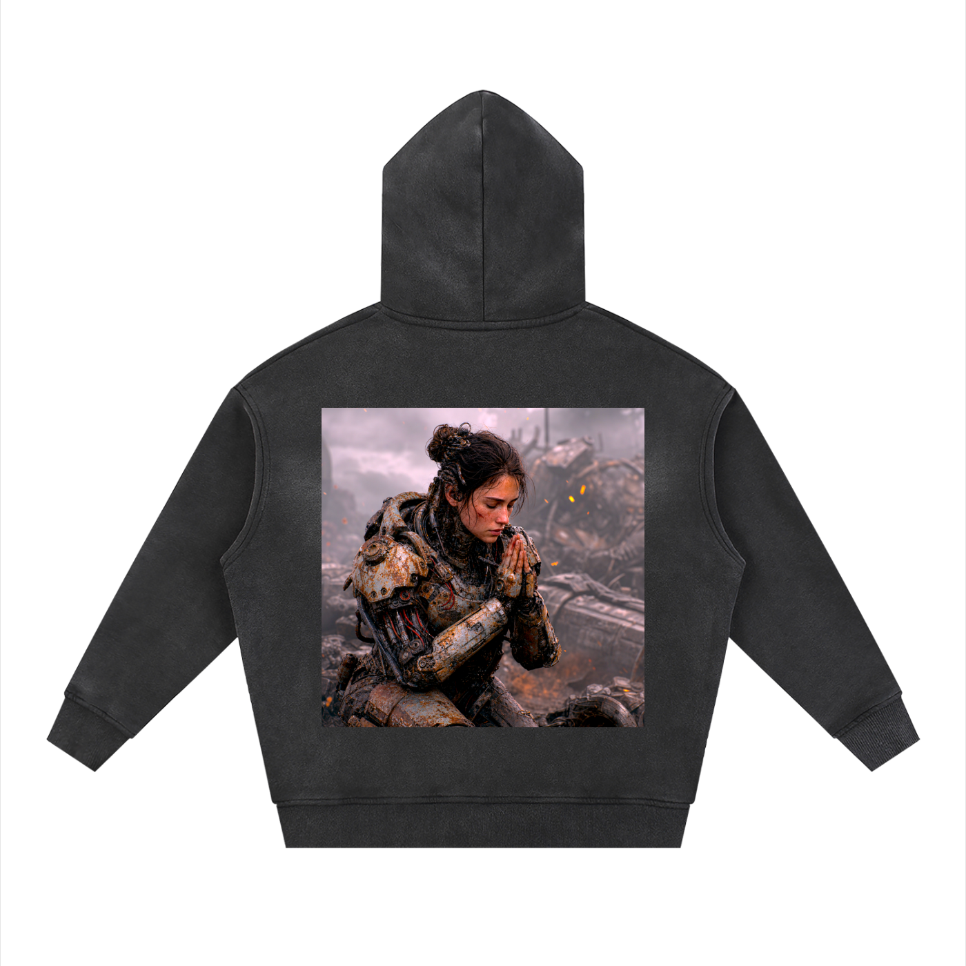 WASTELAND WARRIOR 15 | Dark Sci-Fi Two-Way Zip Boxy Fleece Hoodie