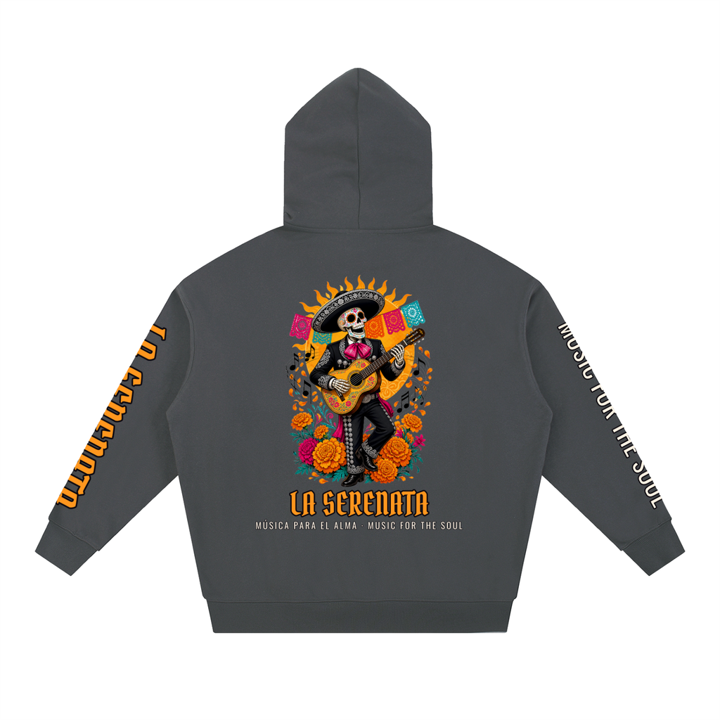 La Serenata Hoodie | Skeleton Mariachi Día de los Muertos Graphic Hoodie, Back & Sleeve Print