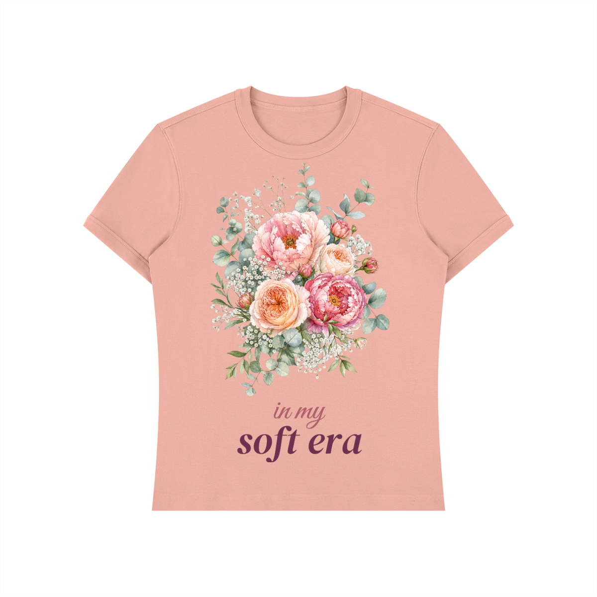 In My Soft Era Shirt | Peony Floral Watercolor Graphic Tee for Women