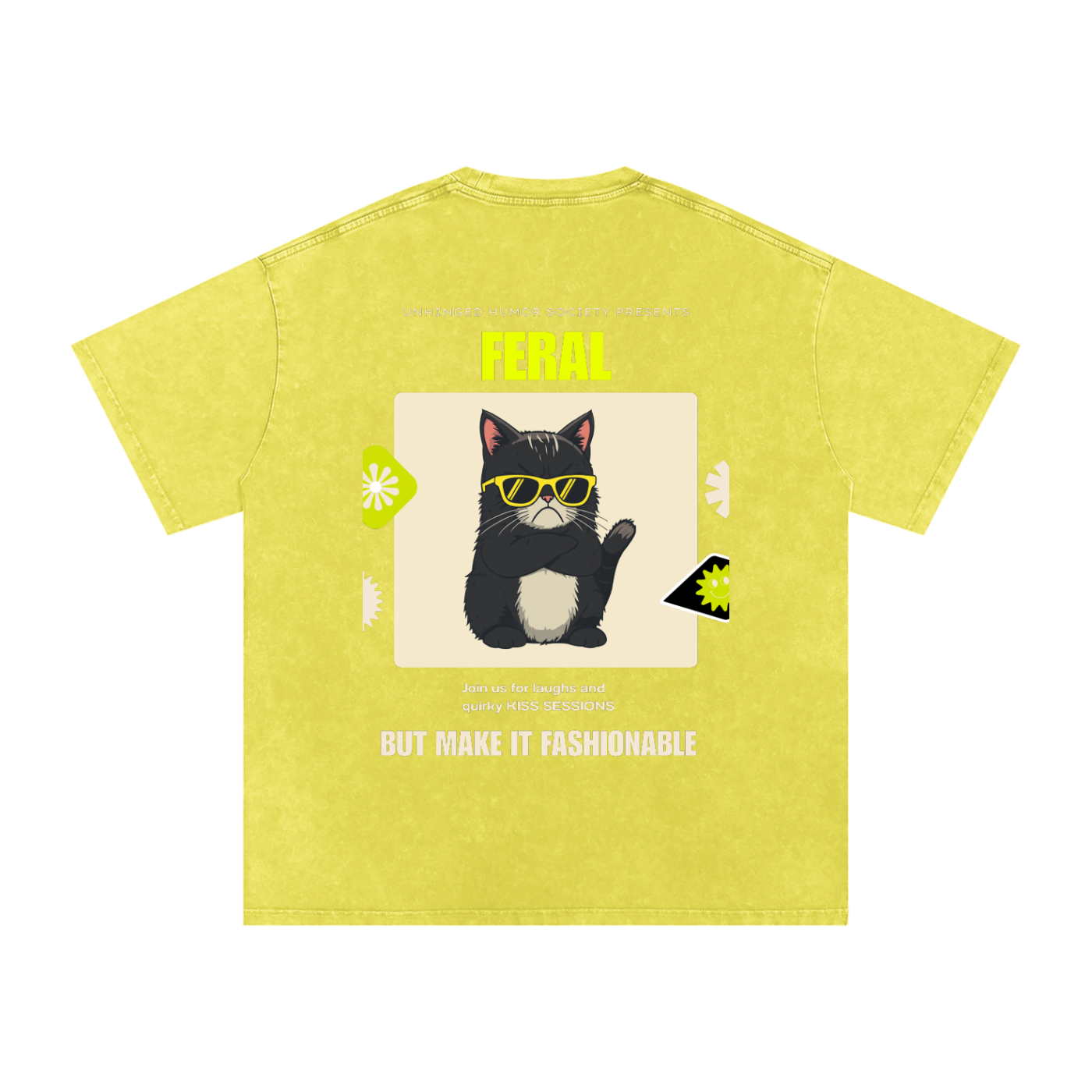 Unhinged Humor Society Feral | Funny Cat Oversized T-Shirt