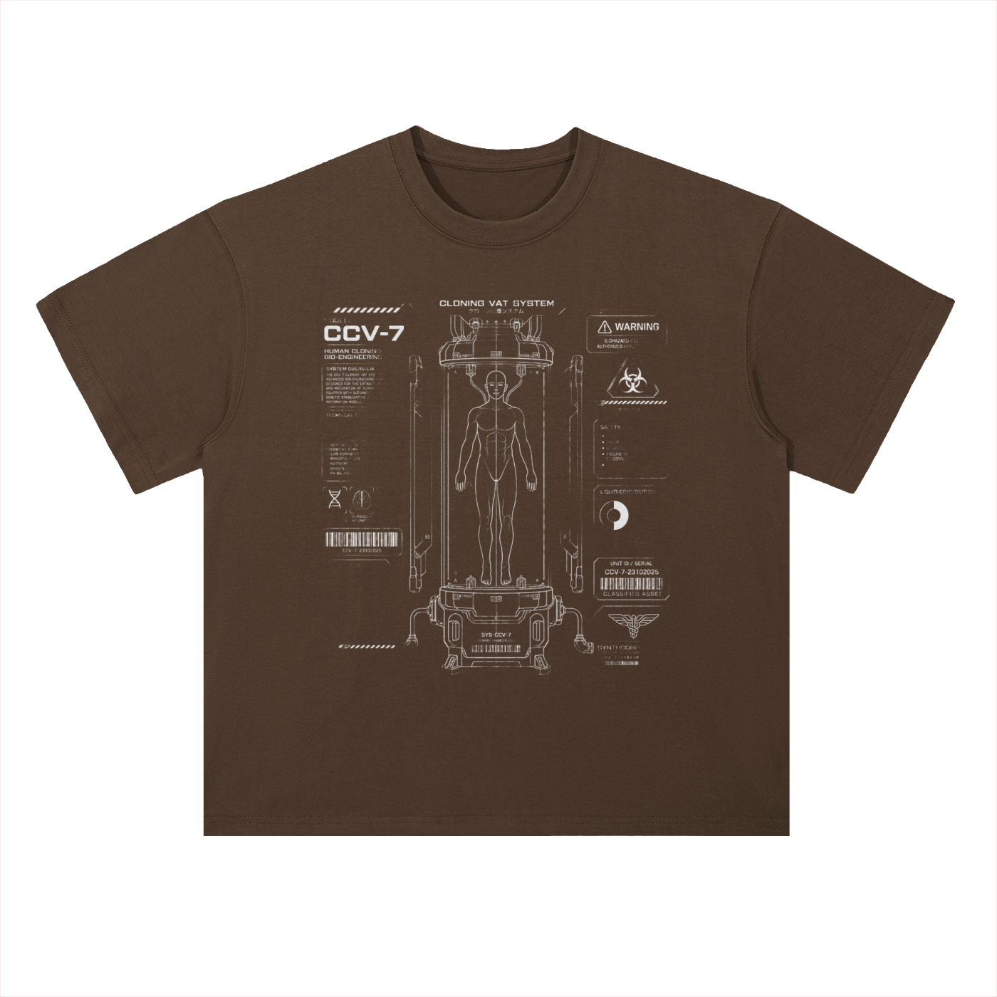 HUMAN CLONE VECTOR II | Sci-Fi Schematic Drop-Shoulder Tee