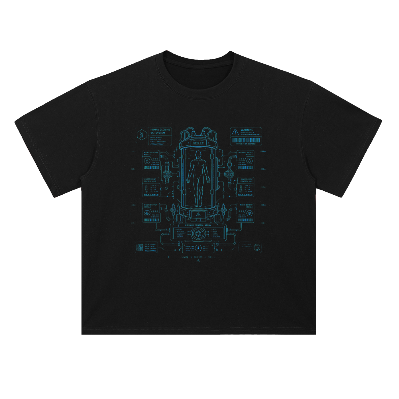 HUMAN CLONE VECTOR | Sci-Fi Blueprint Heavyweight Drop-Shoulder Tee