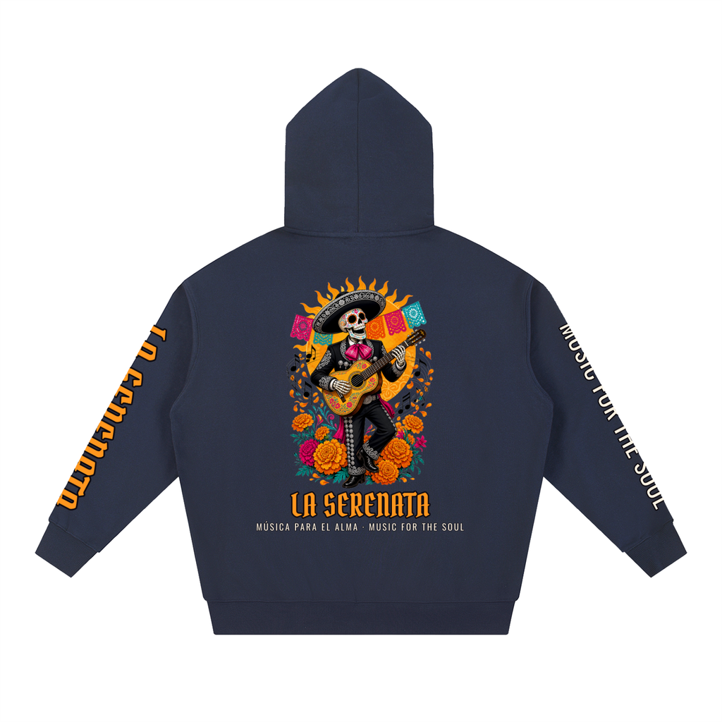 La Serenata Hoodie | Skeleton Mariachi Día de los Muertos Graphic Hoodie, Back & Sleeve Print