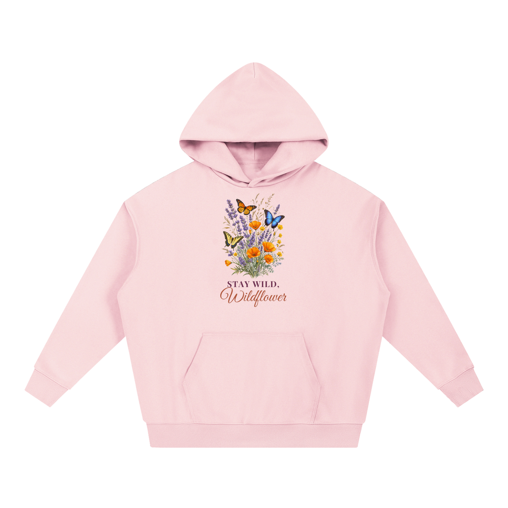 Stay Wild Wildflower Hoodie | Lavender Poppy Butterfly Watercolor Floral Sweatshirt for Women