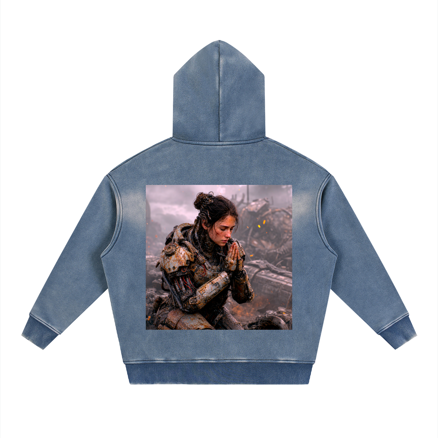 WASTELAND WARRIOR 15 | Dark Sci-Fi Two-Way Zip Boxy Fleece Hoodie