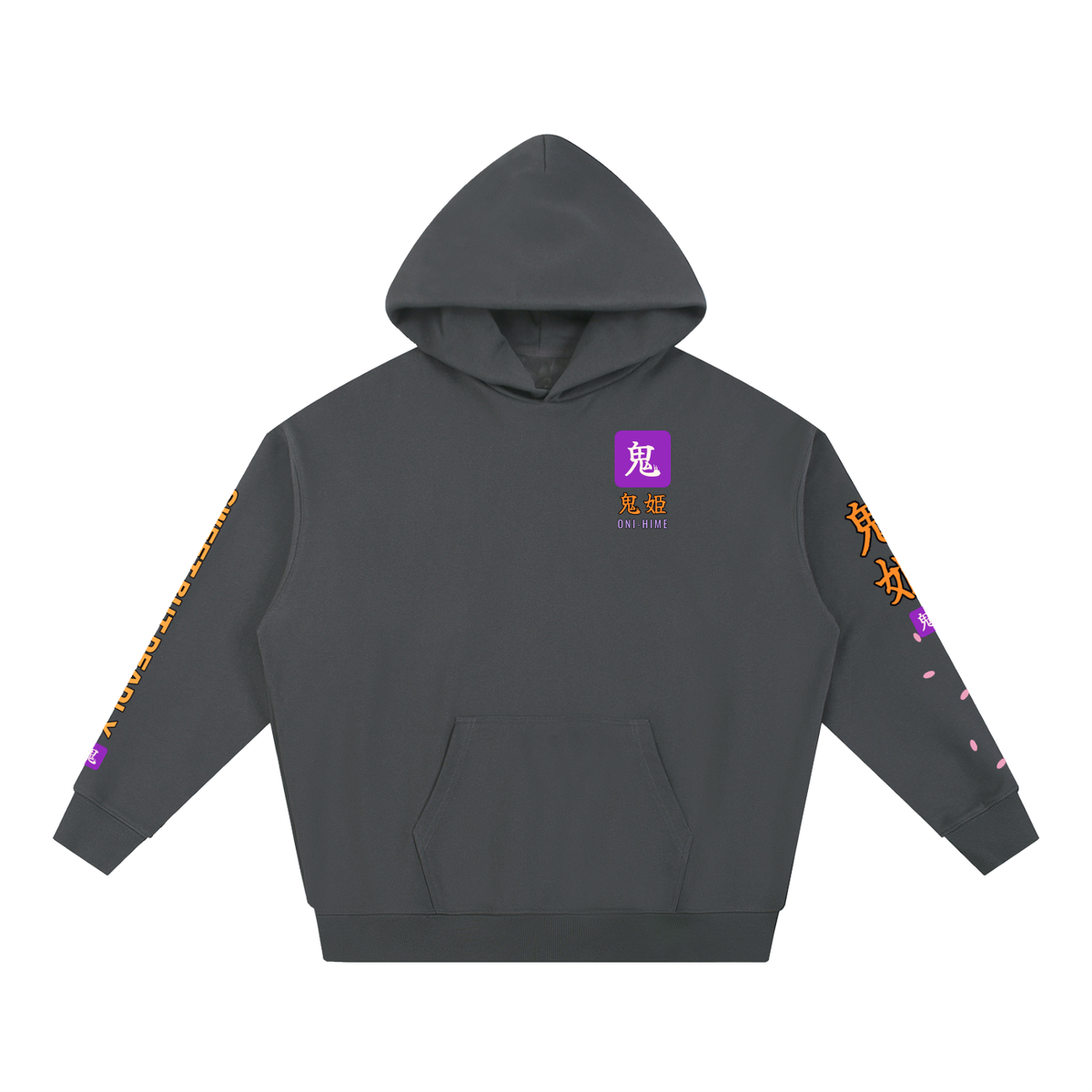 Oni-Hime Hoodie | Demon Princess Female Samurai Japanese Graphic Hoodie, Back & Sleeve Print