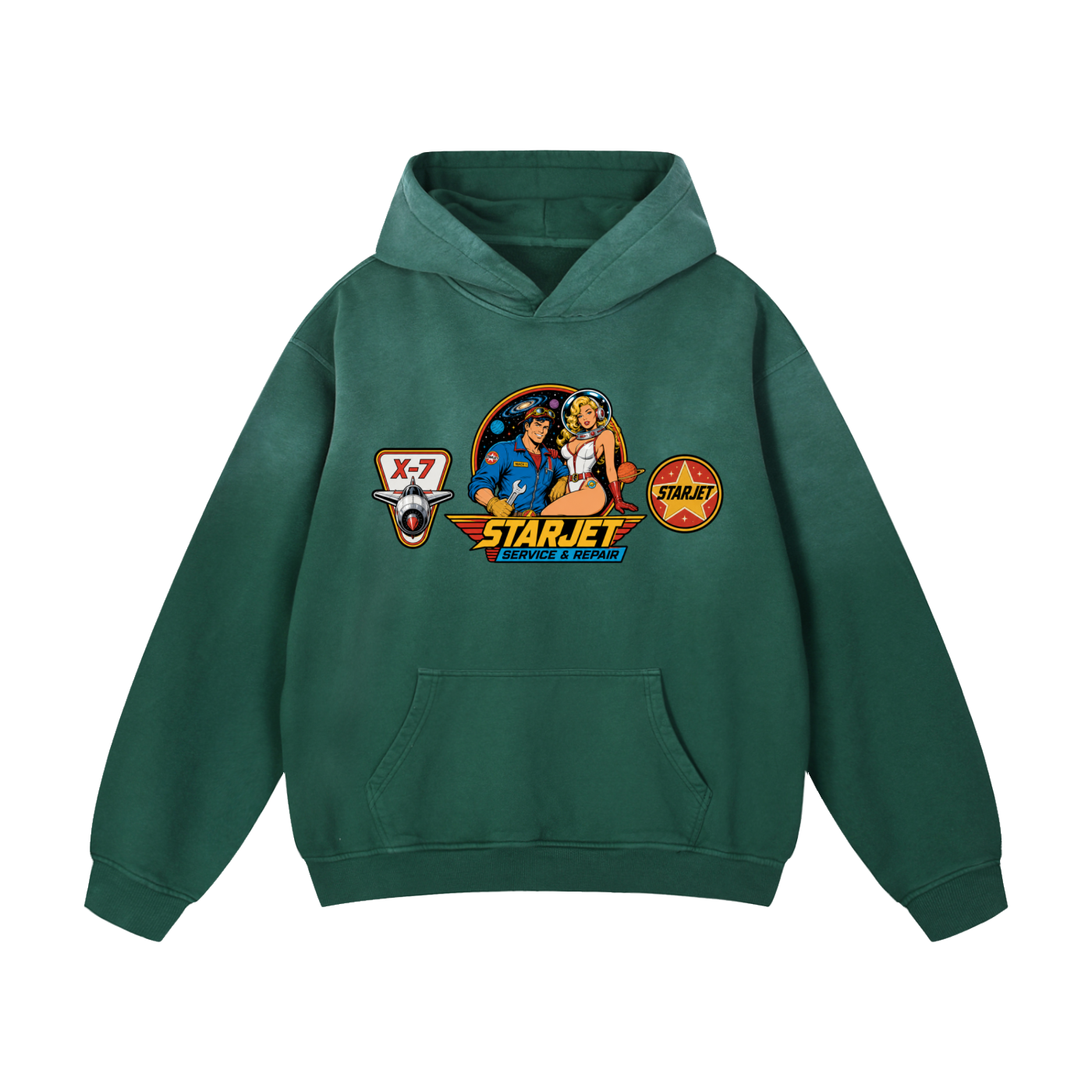 STARJET MECHANIC Heavyweight Sunfade Oversized Hoodie