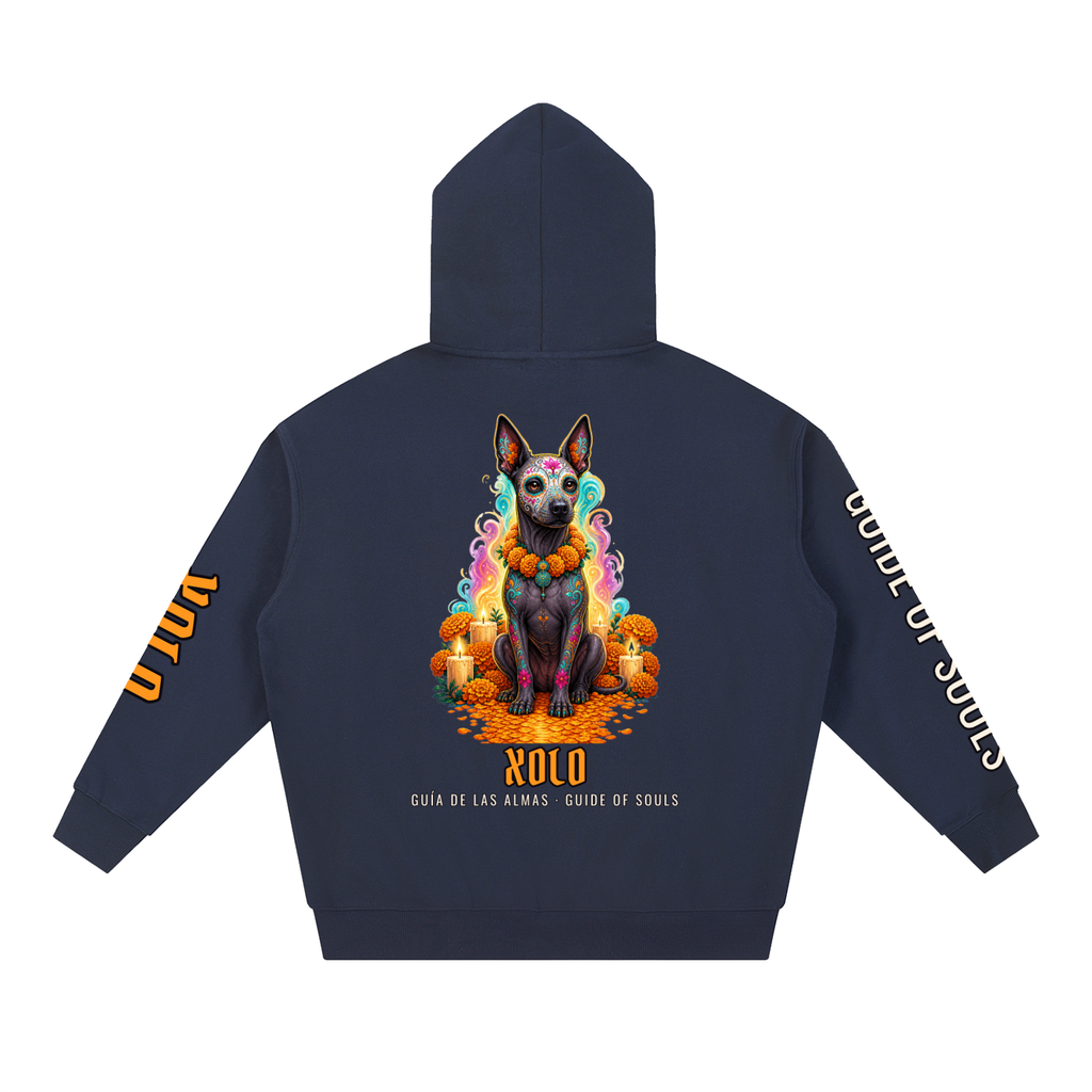 Xolo Hoodie | Xoloitzcuintle Spirit Dog Día de los Muertos Graphic Hoodie, Back & Sleeve Print