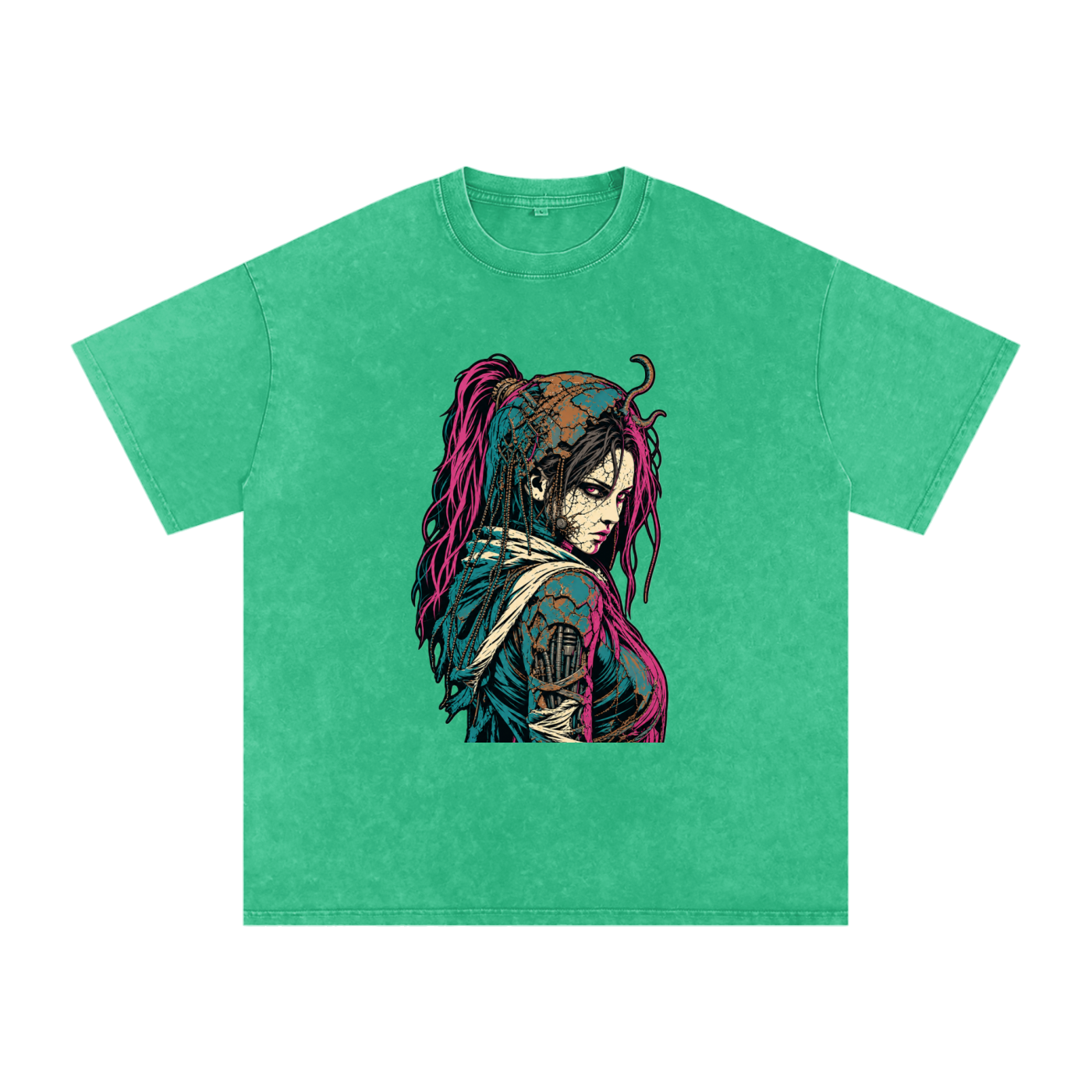 WASTELAND WARRIOR 02 | Dark Sci-Fi Snow-Washed Oversized Tee