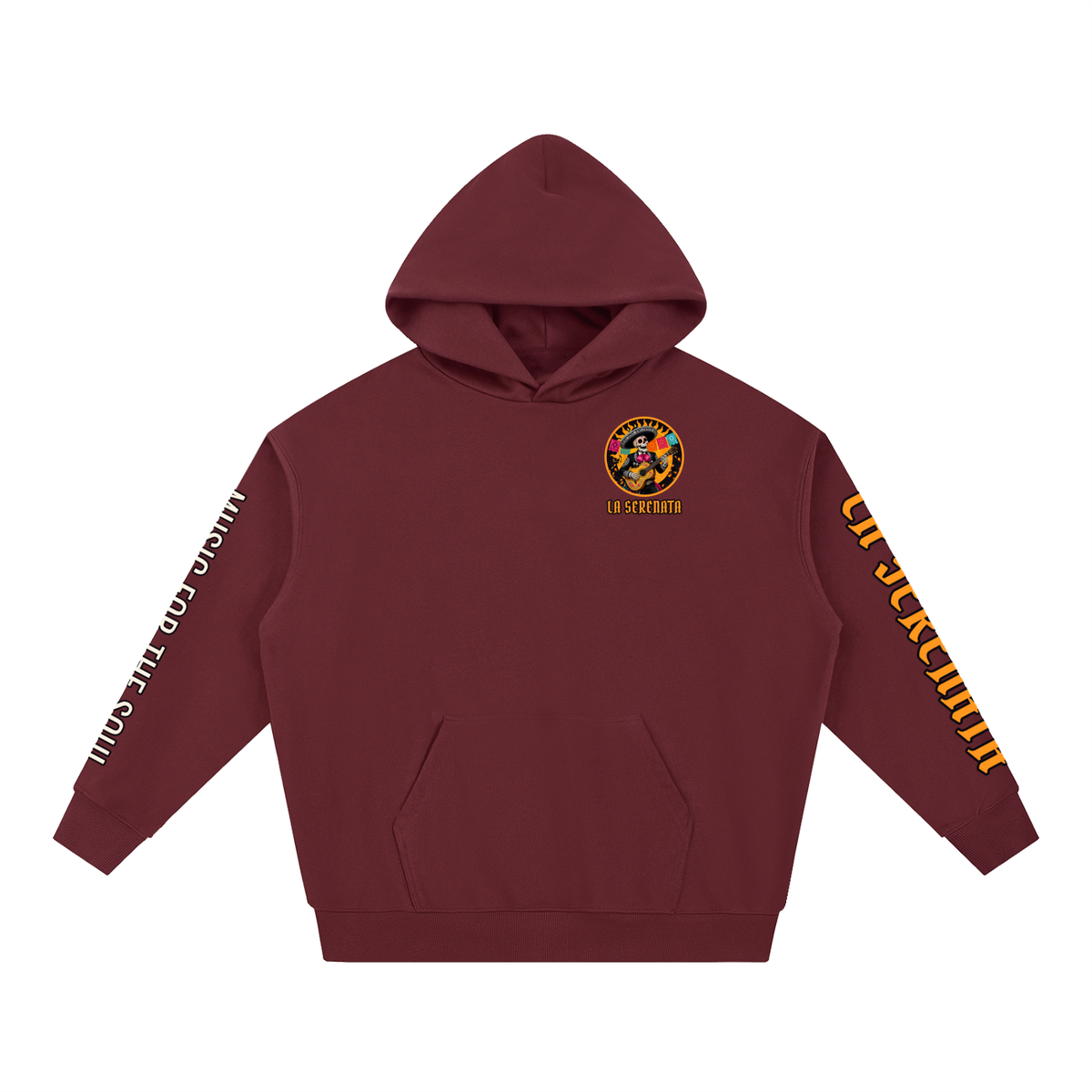 La Serenata Hoodie | Skeleton Mariachi Día de los Muertos Graphic Hoodie, Back & Sleeve Print