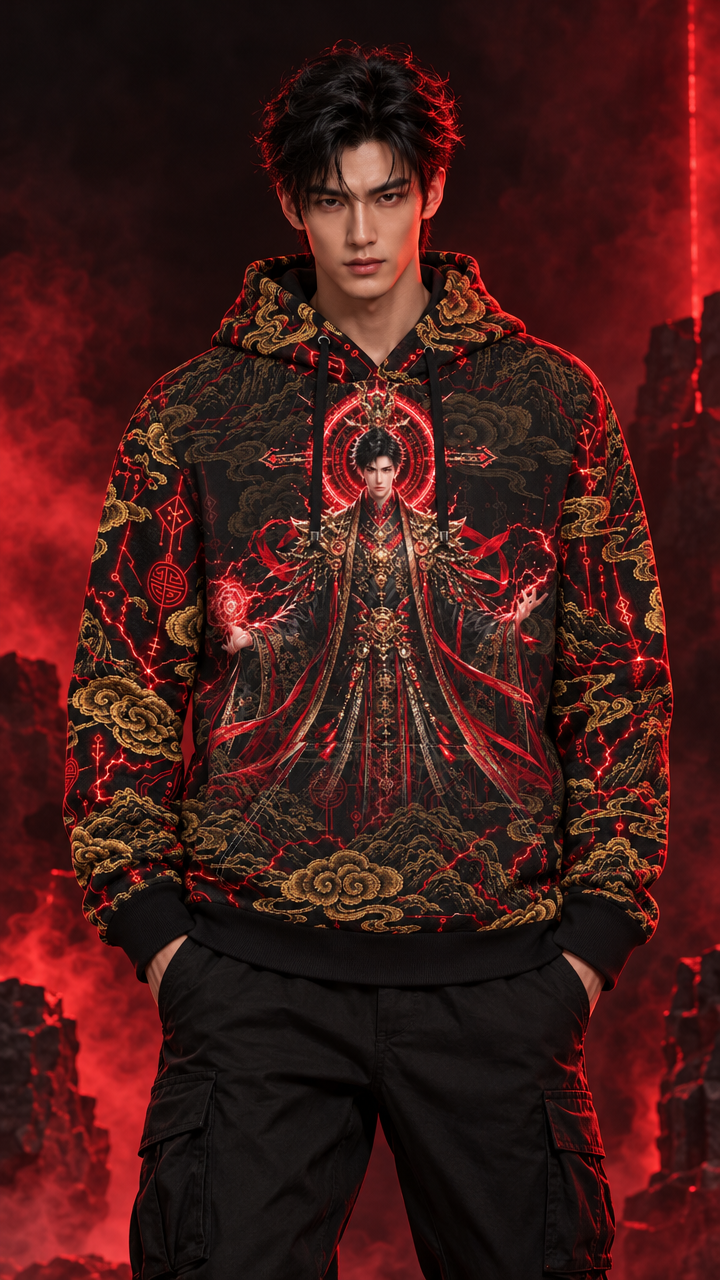 Earth God All-Over Print Hoodie | Di Shen Chinese Mythology Anime Premium 280GSM Hoodie