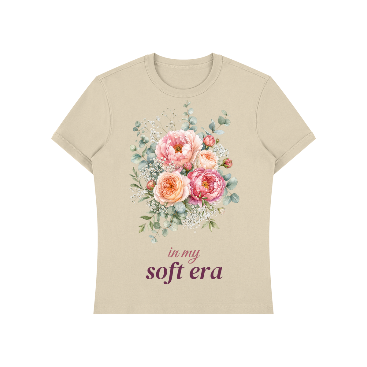 In My Soft Era Shirt | Peony Floral Watercolor Graphic Tee for Women