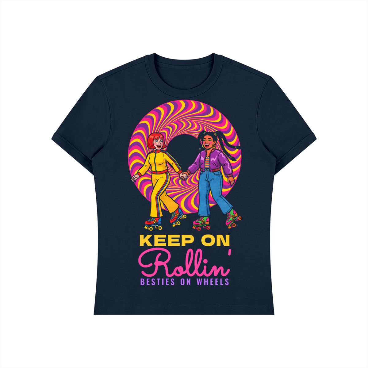 Keep On Rollin Besties Shirt, Best Friend Roller Skate Tee, Retro Skating Gift for BFF