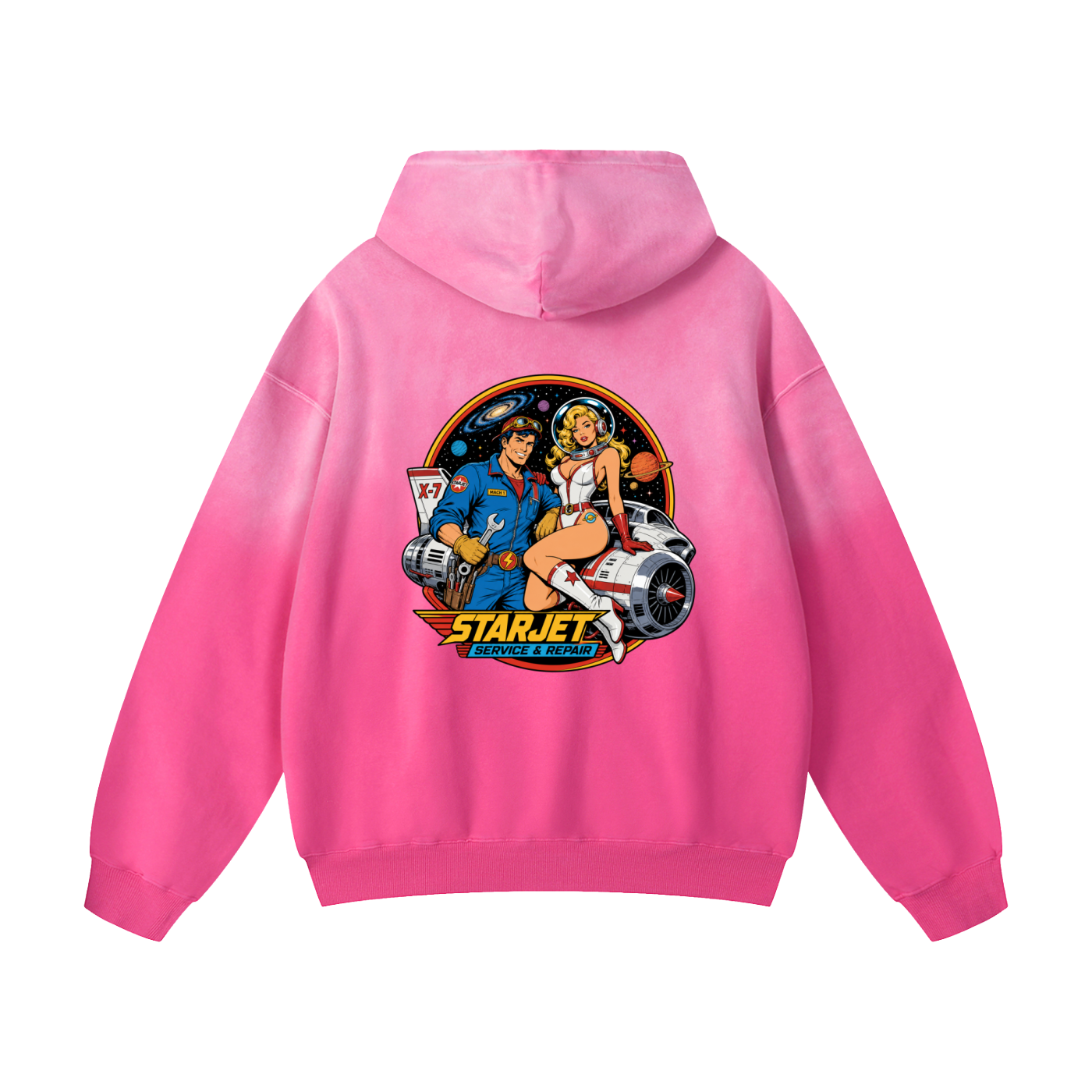 STARJET MECHANIC Heavyweight Sunfade Oversized Hoodie