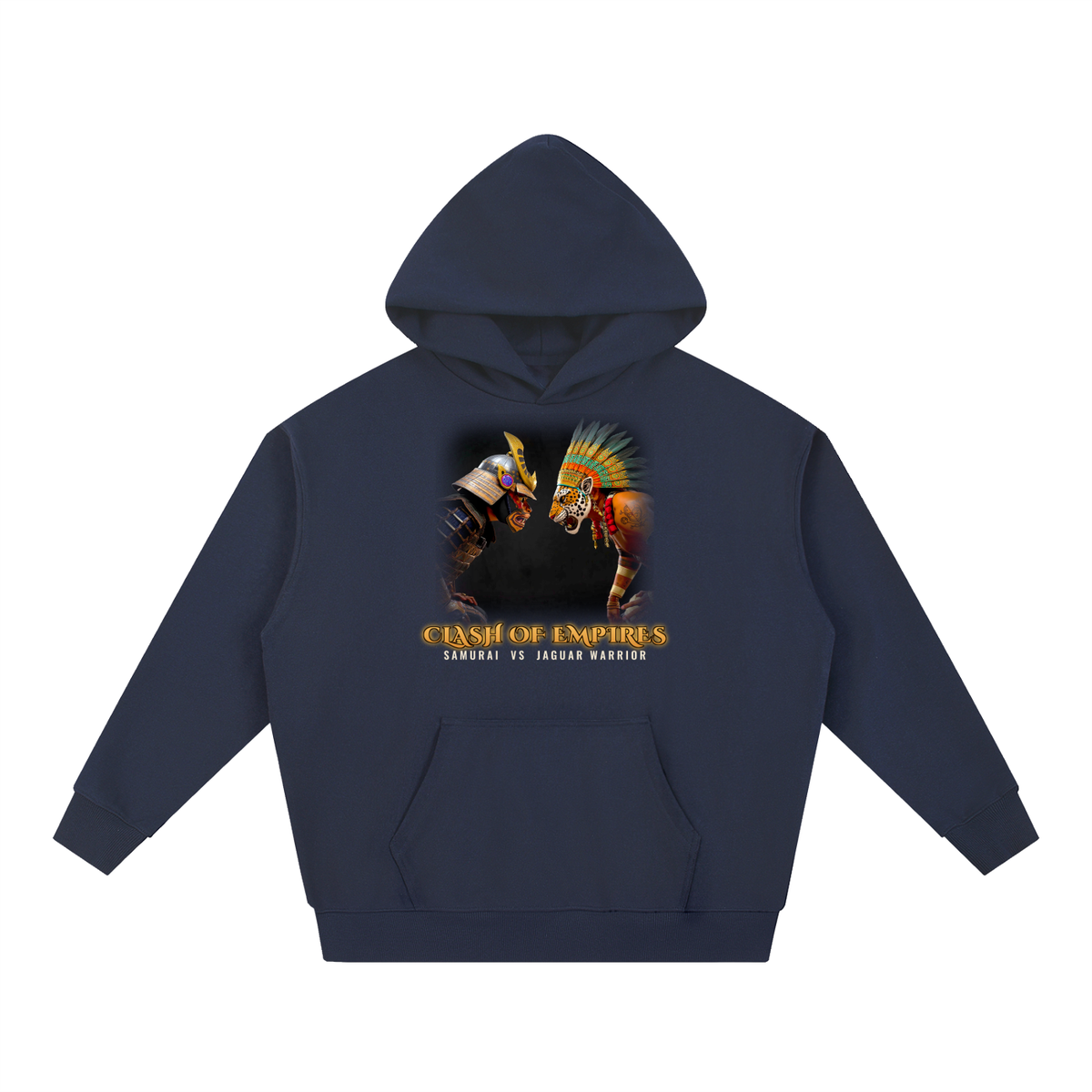 Clash of Empires Hoodie | Samurai vs Aztec Jaguar Warrior Graphic Hoodie