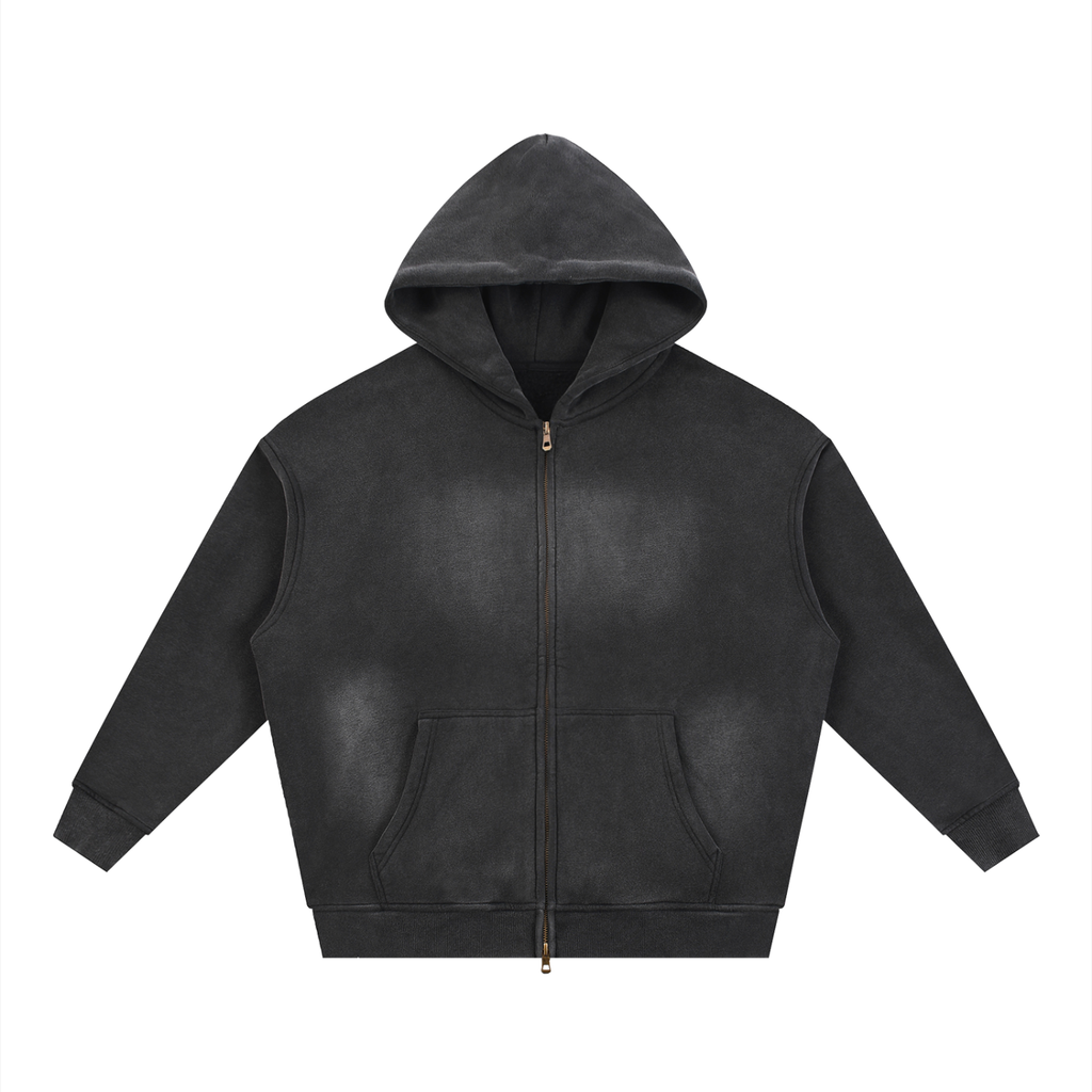 WASTELAND WARRIOR 15 | Dark Sci-Fi Two-Way Zip Boxy Fleece Hoodie
