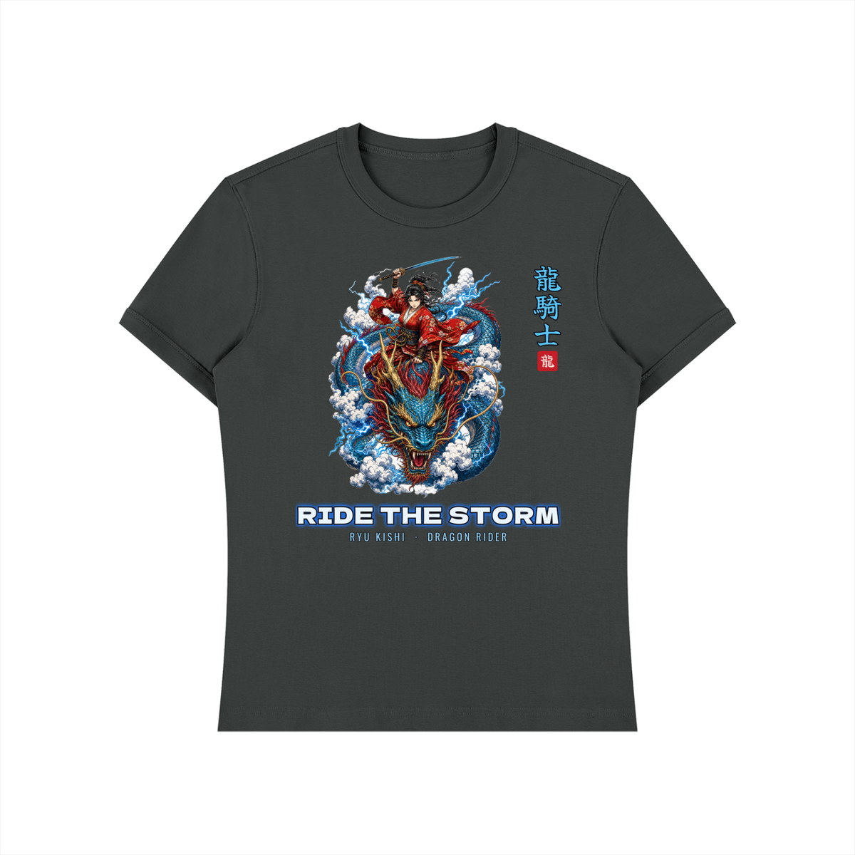 Dragon Rider T-Shirt | Female Samurai Japanese Dragon Graphic Tee