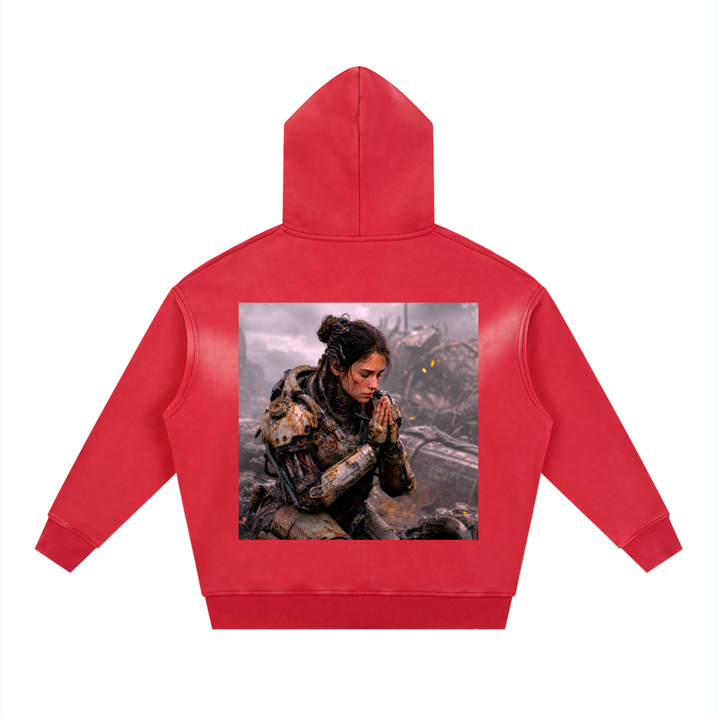 WASTELAND WARRIOR 15 | Dark Sci-Fi Two-Way Zip Boxy Fleece Hoodie