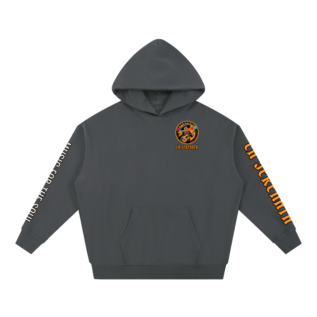 La Serenata Hoodie | Skeleton Mariachi Día de los Muertos Graphic Hoodie, Back & Sleeve Print