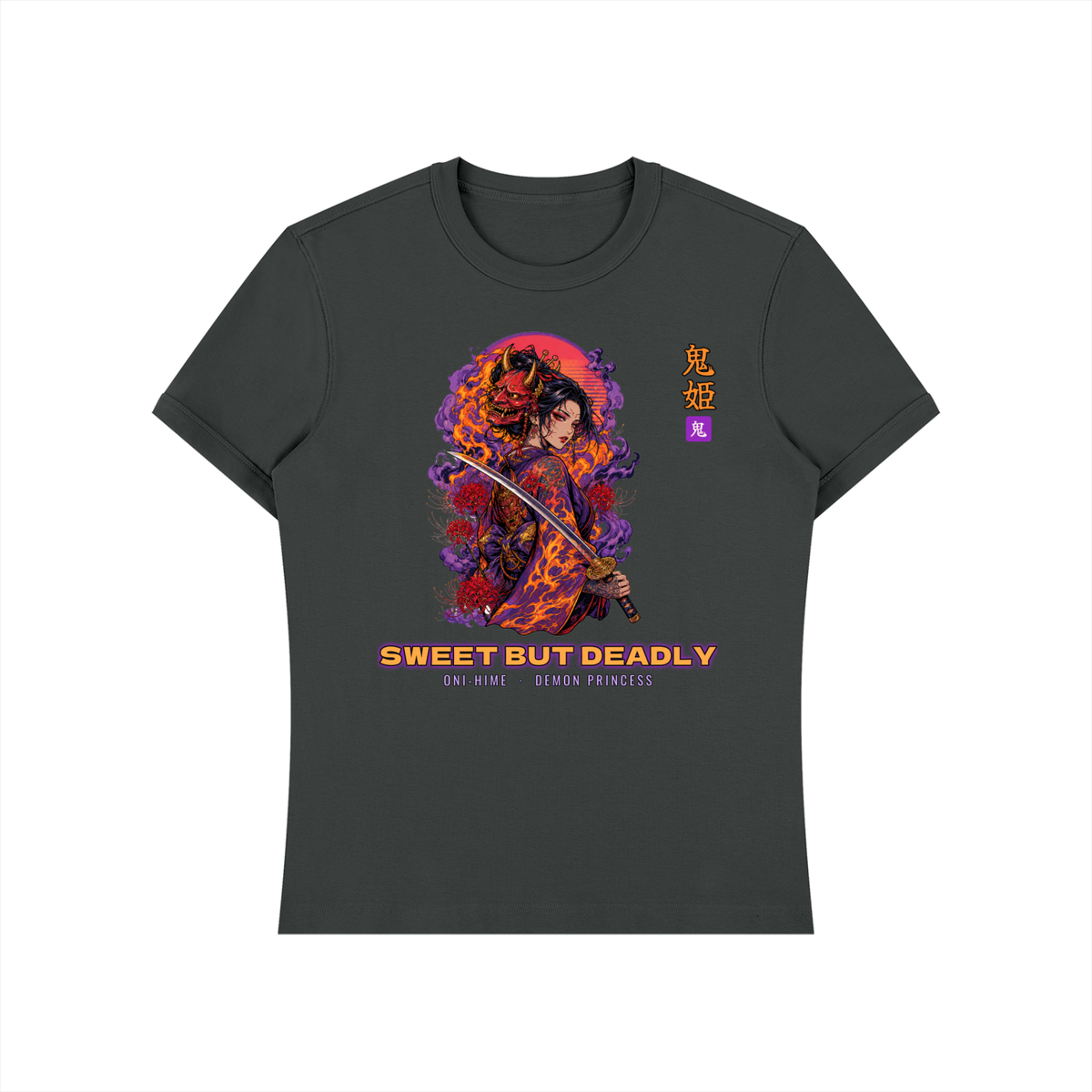 Oni-Hime T-Shirt | Demon Princess Female Samurai Japanese Graphic Tee