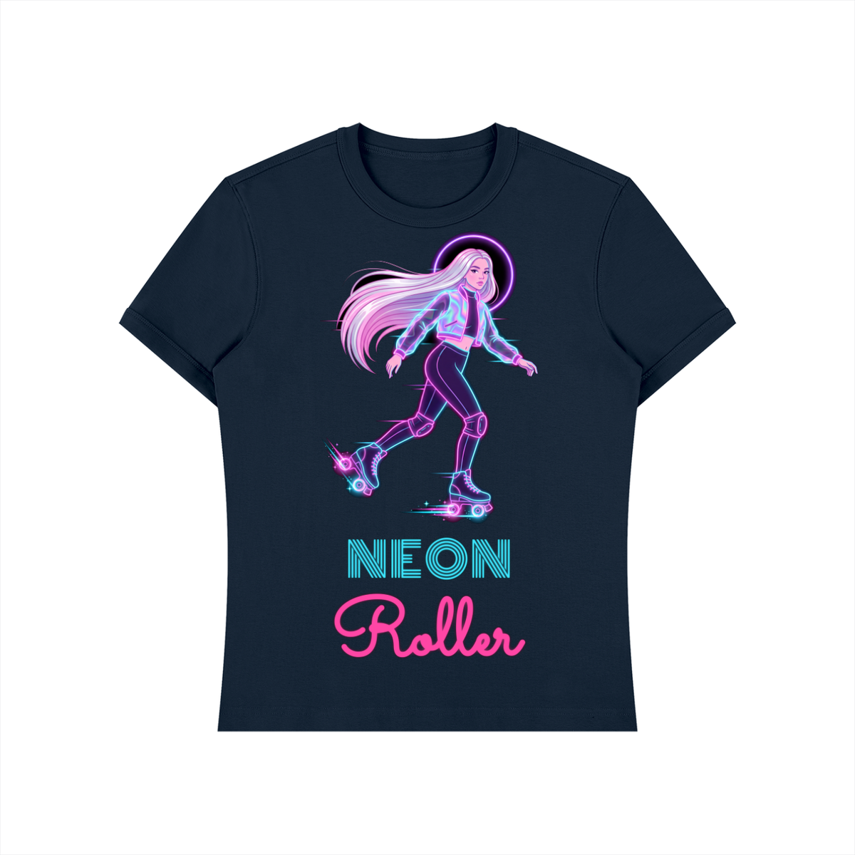Neon Roller Shirt, Synthwave Roller Skate Tee, Glow Roller Girl Skating Gift
