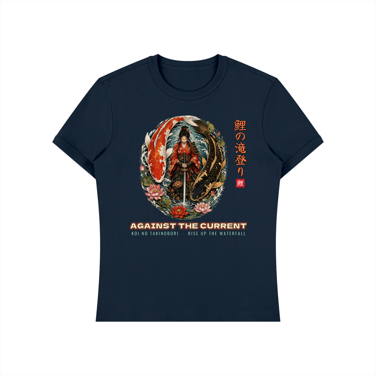 Koi Samurai T-Shirt | Against The Current Yin Yang Koi Japanese Graphic Tee