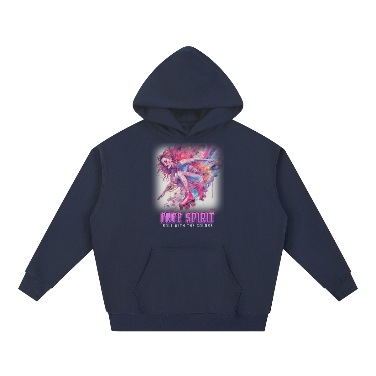 Free Spirit Hoodie | Watercolor Roller Girl Graphic Hoodie