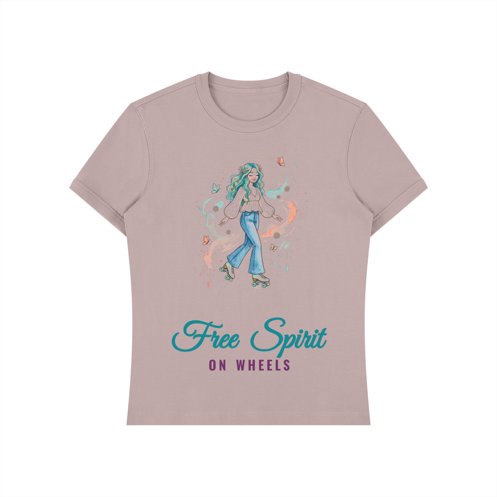 Free Spirit On Wheels Shirt, Boho Roller Skate Tee, Watercolor Roller Girl Gift