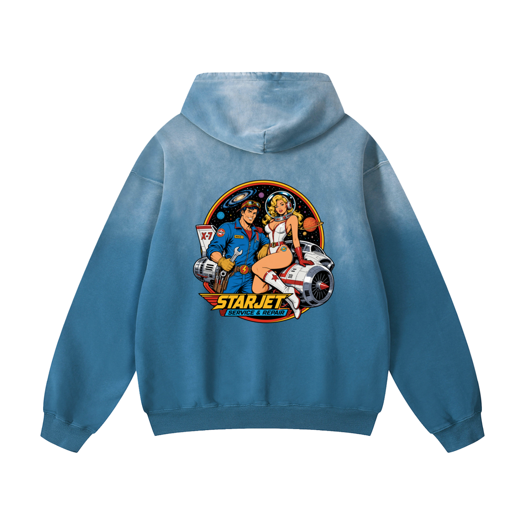 STARJET MECHANIC Heavyweight Sunfade Oversized Hoodie