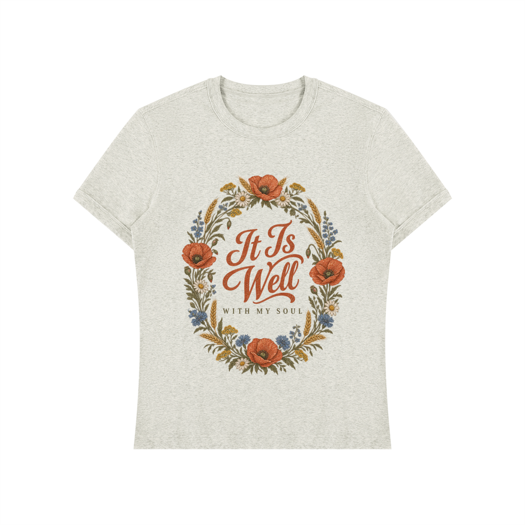 It Is Well With My Soul Shirt | Vintage Hymn Wildflower Tee, Christian Botanical Faith Shirt Gift