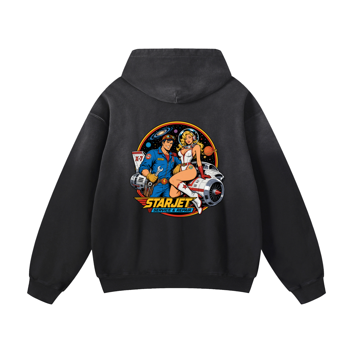 STARJET MECHANIC Heavyweight Sunfade Oversized Hoodie