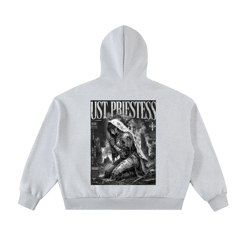 Fleeced Full-Zip Boxy Hoodie