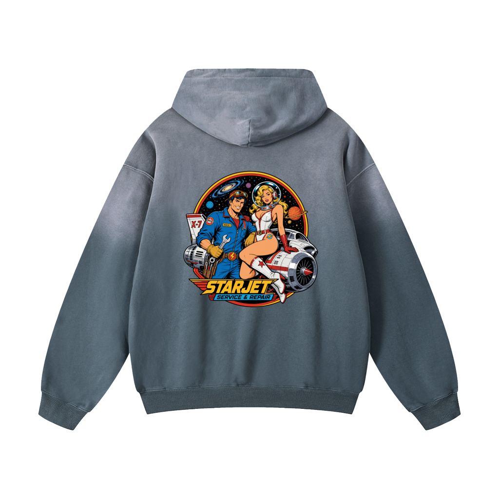 STARJET MECHANIC Heavyweight Sunfade Oversized Hoodie