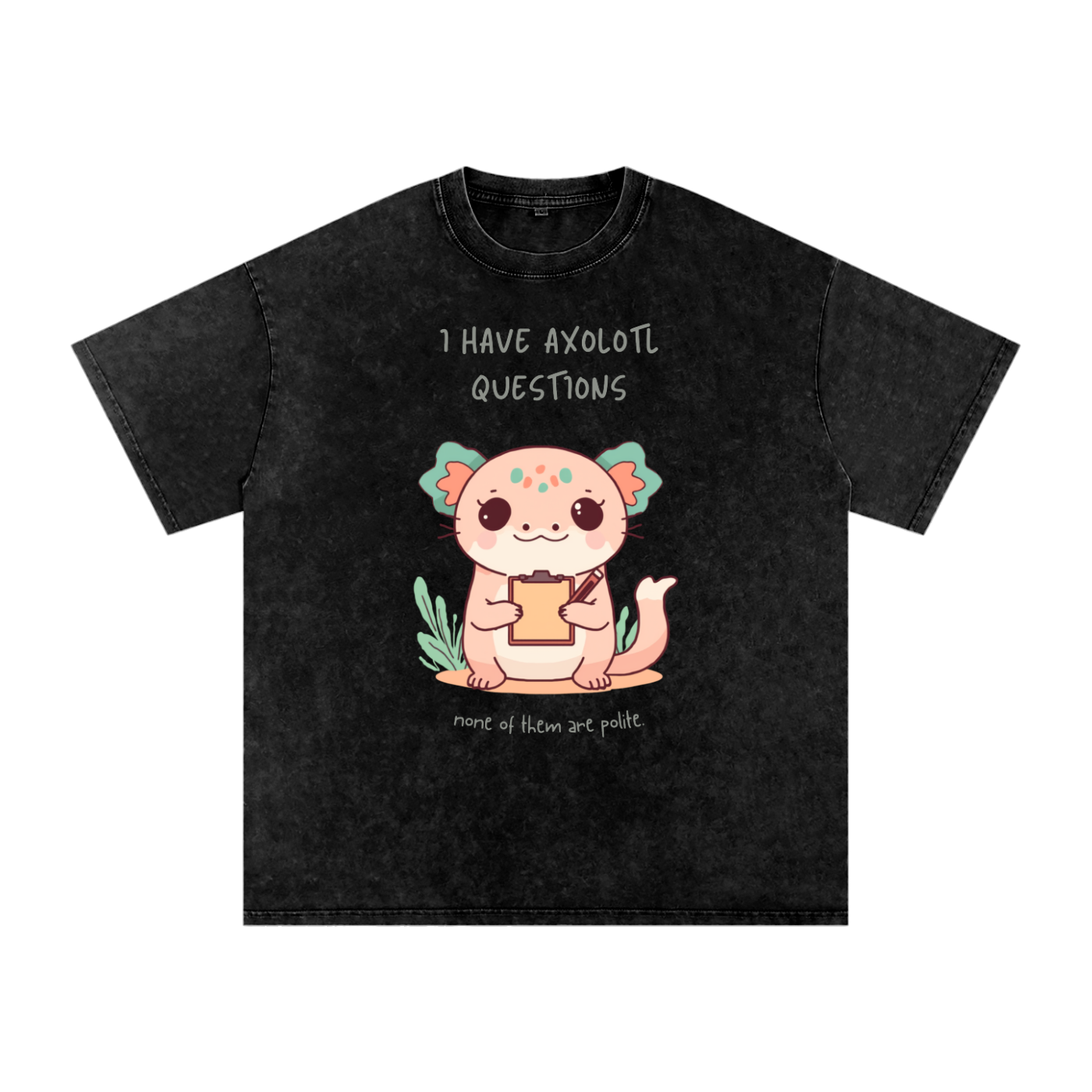 I Have Axolotl Questions | Cute Animal Oversized Washed T-Shirt