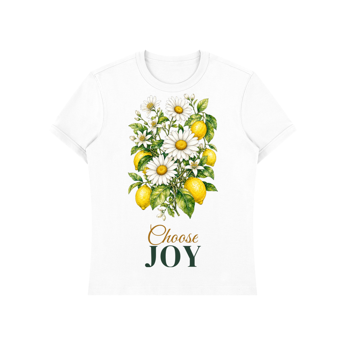 Choose Joy Shirt | Daisy Lemon Watercolor Graphic Tee for Women